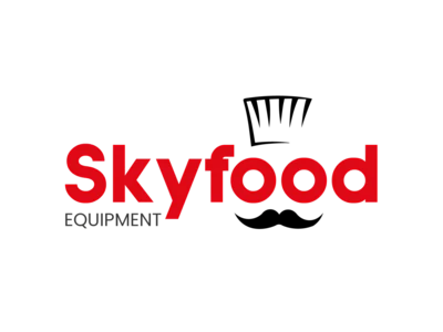 Logo of Skyfood Equipment with a stylized chef's hat and mustache on a white background