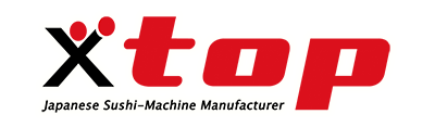 Logo of xtop, a Japanese Sushi-Machine Manufacturer, with red and black text.