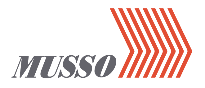 Logo of Musso with red and white design on a white background