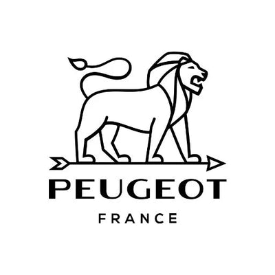 Peugeot logo with a lion emblem on a white background