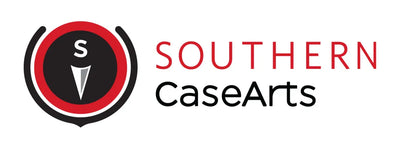Logo of Southern Case Arts with a red and black design on a white background