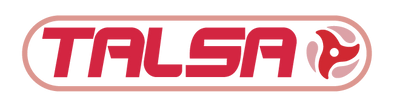 TALSA logo with red text and a red and white oval design on a white background