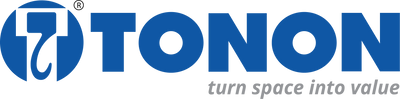 Tonon logo with blue text and circular design