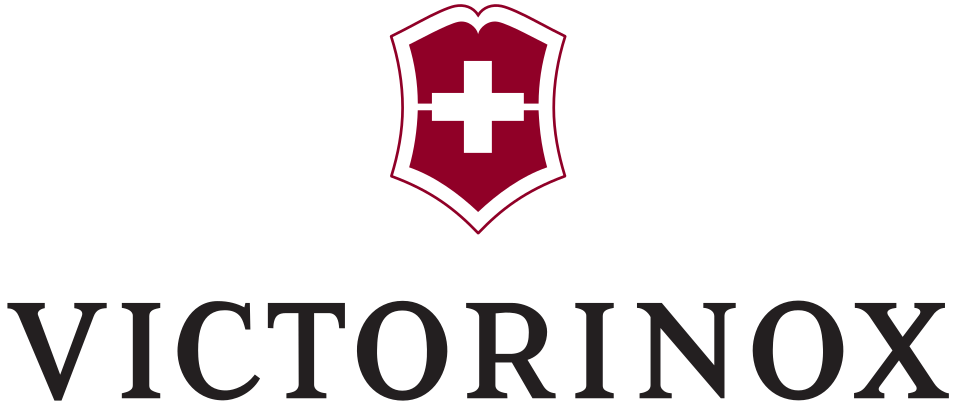 Victorinox logo with red shield and white cross on a white background