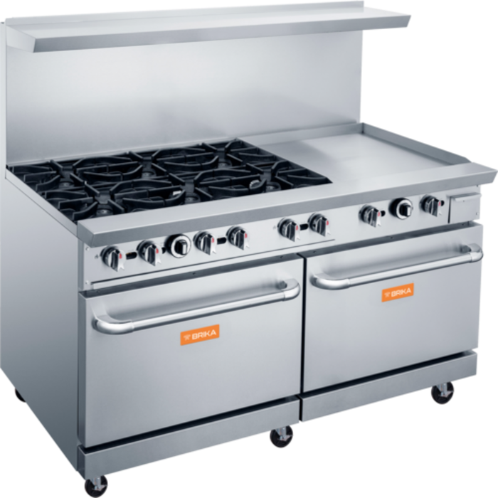 Brika BGR-6B-G24 60"W Gas Restaurant Range 6 Burner