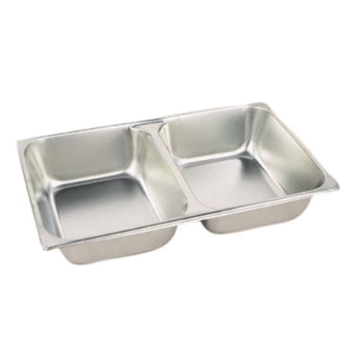 DIV-200F4 Bac à aliments oblong chafing dish pleine grandeur à 2 compartiments 10,16 cm de profondeur