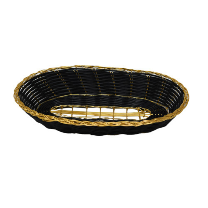 Omcan 47193 9" x 4.25" Black Long Oval Woven Basket