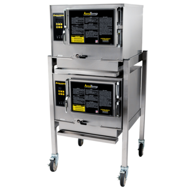 AccuTemp N31201E060 Double Stack Natural Gas Convection Steamer with 6-Pan Capacity in Commercial Kitchen Setting