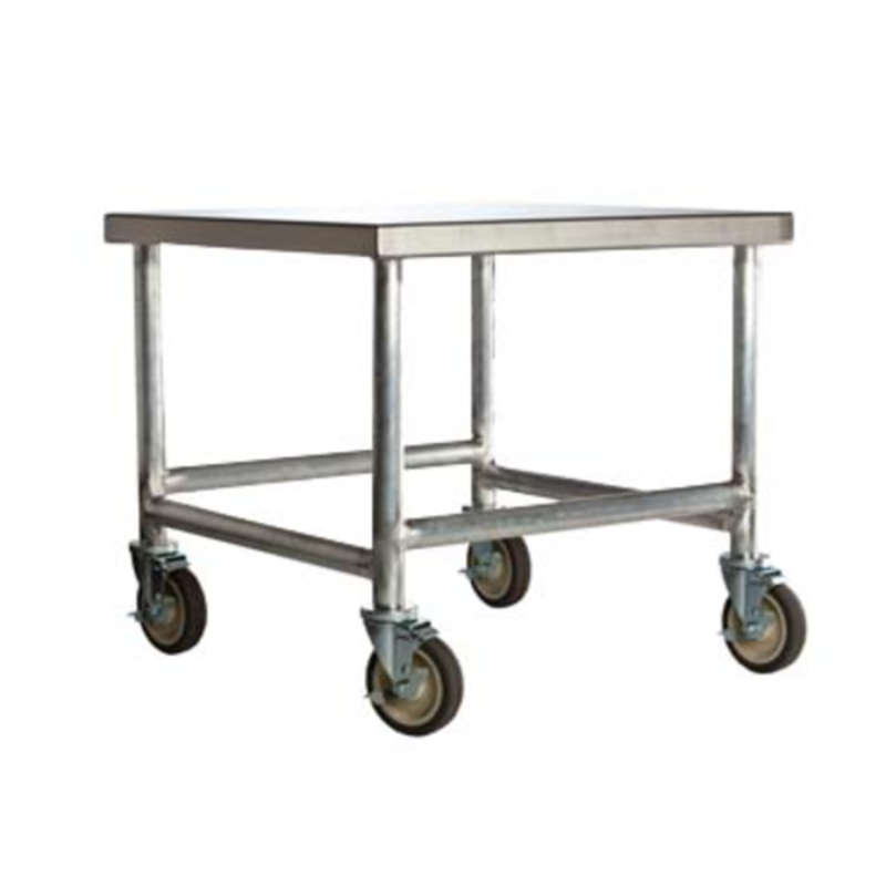 Heavy-Duty Stainless Steel Equipment Stand On Wheels For Commercial Kitchen Use.