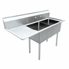 OMCAN 56.5-Inch Two Compartment Stainless Steel Commercial Pot Sink For Efficient Warewashing Stations