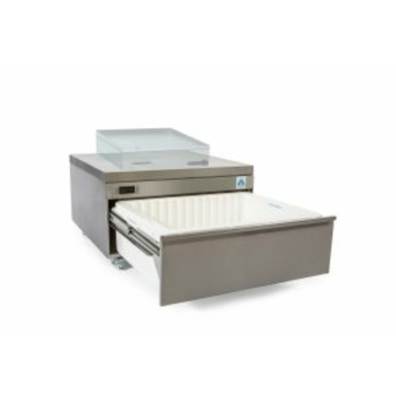 Adande VCR1 34.6" Single Drawer Refrigerated Chef Base With Drawer Open For Easy Access To Ingredients