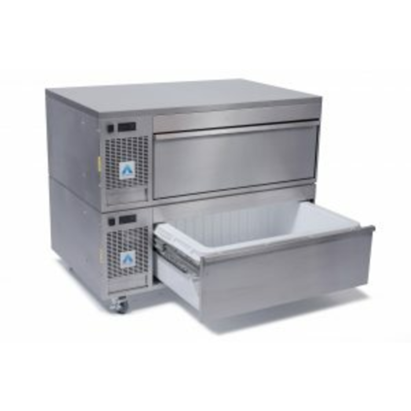 Refrigerated Freezer Prep Station With Two Drawers For Professional Kitchen Use