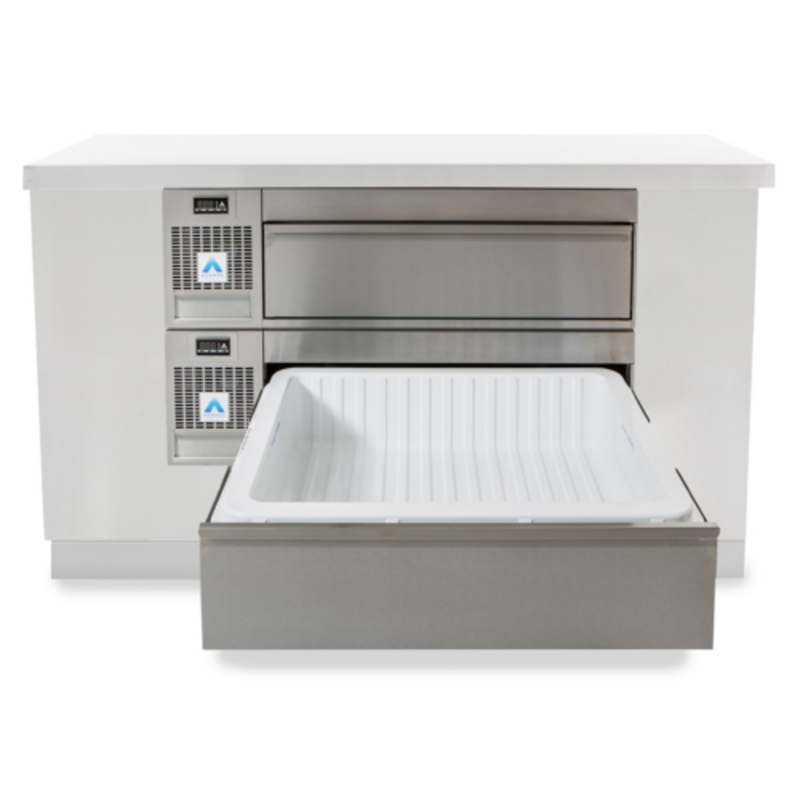 Adande VLS2 43.3"W Dual Drawer Refrigerated Freezer Cassette Base With Open Drawer