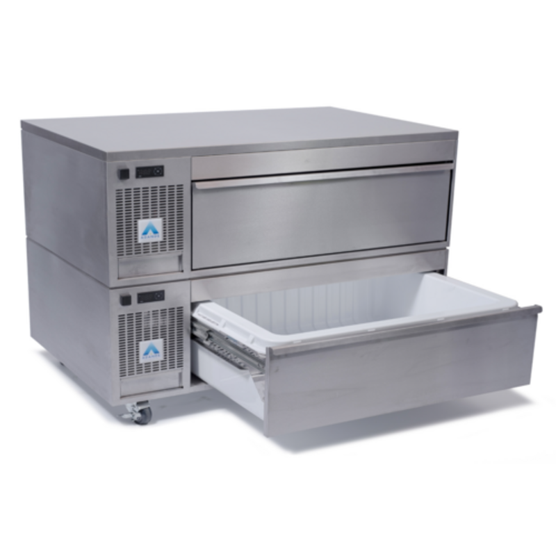 Adande VLS2 43.3" Refrigerated Prep Station Base With Drawers Open For Easy Access