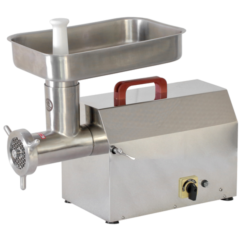 Adcraft 1A-CG422 commercial electric meat grinder stainless steel countertop unit with hopper and feed tube
