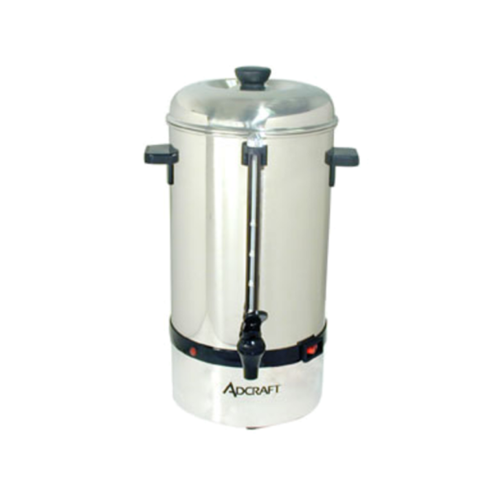Alt Tag: Adcraft CP-60 60 cup electric coffee percolator stainless steel 60-cup coffee urn with spigot for catering events
