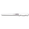 10 Inch Wavy Edge Slicer Knife With White Handle For Precise Slicing In Commercial Kitchens