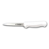 Alt Tag: Adcraft Advantage Series 3.25 inch paring knife with white ergonomic handle and stainless steel blade, side view