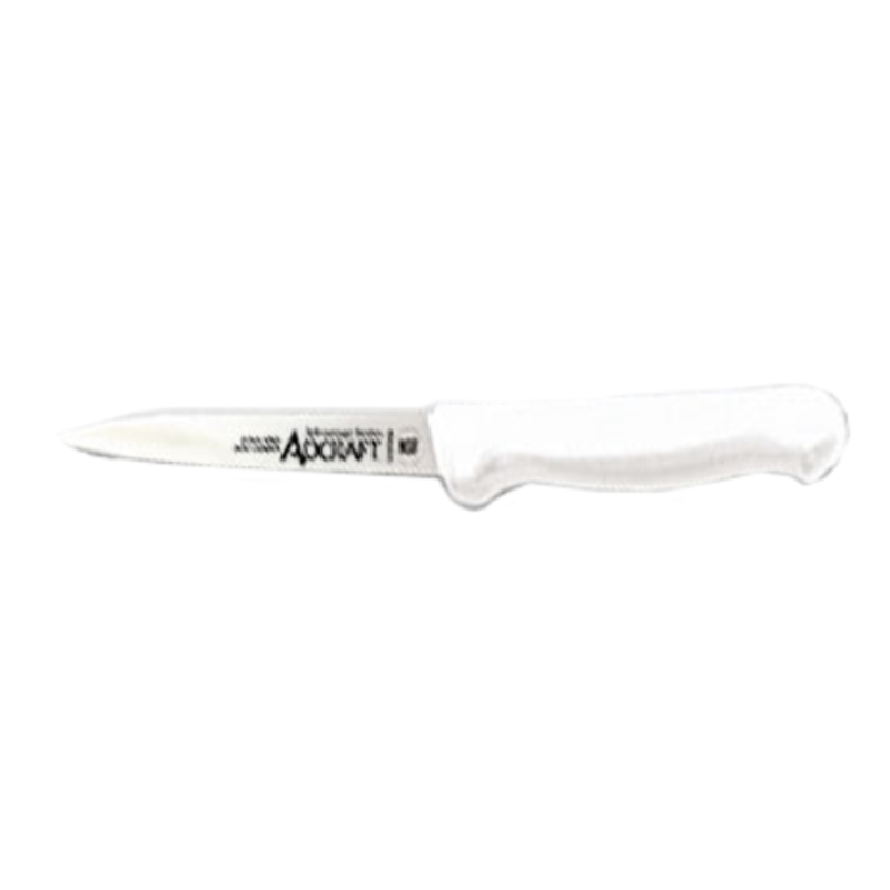 Adcraft 4 Inch Paring Knife With White Handle, Ideal For Peeling And Trimming Fruits And Vegetables