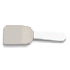 Mini Stainless Steel Turner With A Solid Blade And A White Handle For Precise Flipping And Serving.