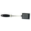 Perforated Stainless Steel Turner With Black Handle For Flipping And Lifting Foods