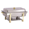 Gold Oblong Chafing Dish Designed For Professional Hot-Food Service With Elegant Gold Accents.