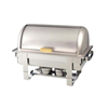 8 qt roll top chafing dish with polished stainless steel finish and roll-top lid for buffet service.