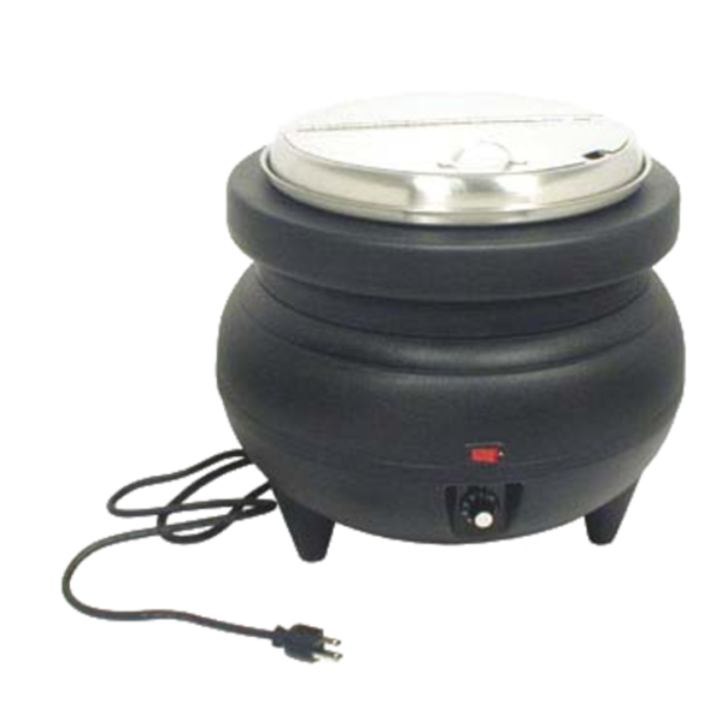 Adcraft SK-500W 11.4 Qt. Black Countertop Soup Kettle For Serving Soups And Stews At Buffets And Catering Events.