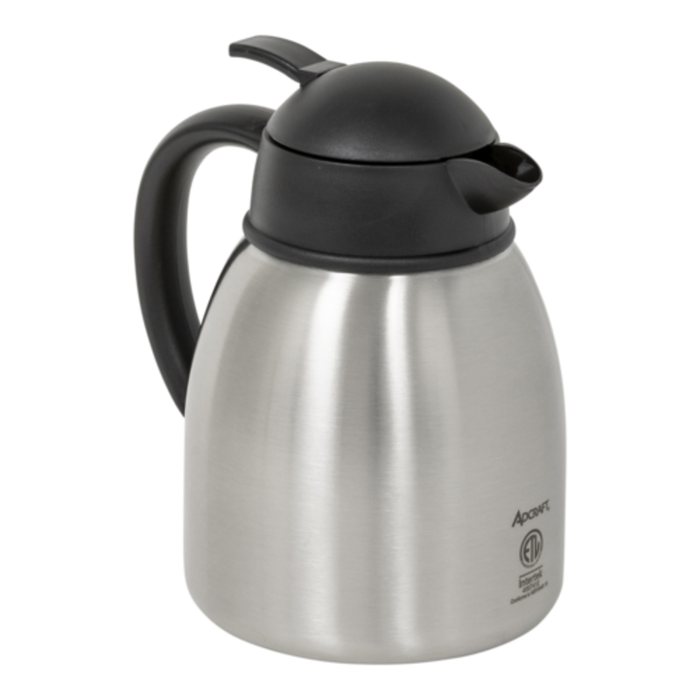 Alt Tag: Admiral Craft FVFE1000 1000ml Full Size Break-Resistant Stainless Steel Beverage Server Flask stainless steel vacuum carafe with black lid
