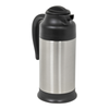 Stainless Steel Vacuum Flask Server With Black Lid And Handle, Perfect For Keeping Beverages Hot Or Cold.