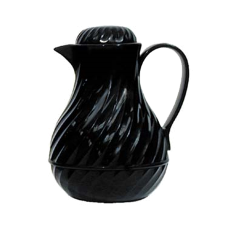 Insulated Break-Resistant Beverage Server In A Black Swirl Design With A Capacity Of 64 Oz