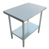 Stainless Steel Work Table With Bottom Shelf Ideal For Commercial Kitchen Use.