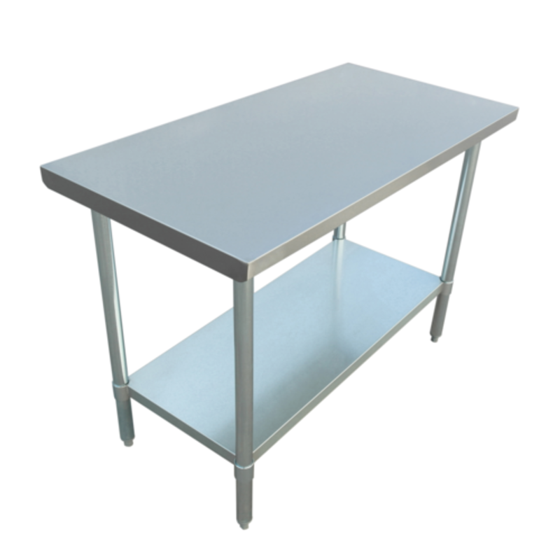 Stainless Steel Work Table 48x24 With Flat Surface And Shelf For Food Prep And Assembly