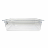 Alt Tag: Omcan 80078 1/4 Size 100mm Clear Durable Plastic Food Pan clear polycarbonate 1/4 size food pan for commercial kitchen storage