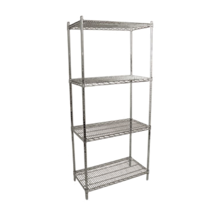 Omcan 24233 551 lbs Capacity Chrome Wire Stock Shelf 21 x 72 open wire shelving unit for ventilated storage