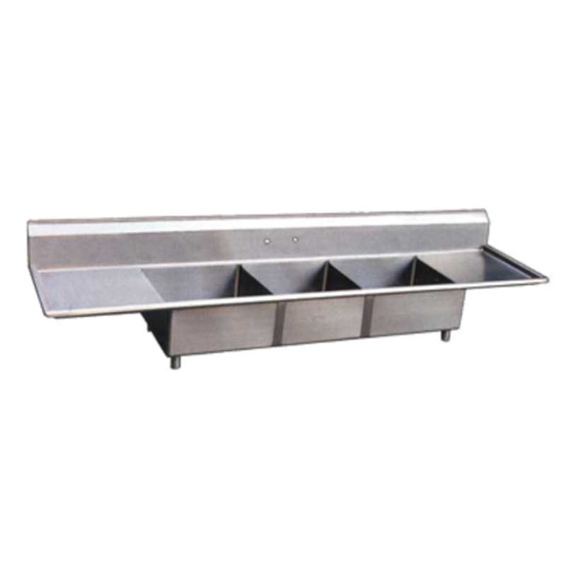 Commercial Three Compartment Pot Sink Designed For Efficient Warewashing In Busy Kitchens.