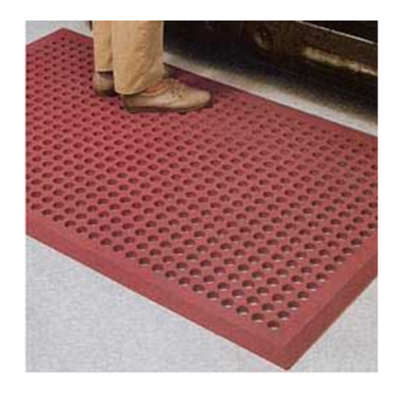 OMCAN 23585 Terracotta Rubber Anti-Fatigue Floor Mat 60" Wide honeycomb drainage rubber mat for standing work areas