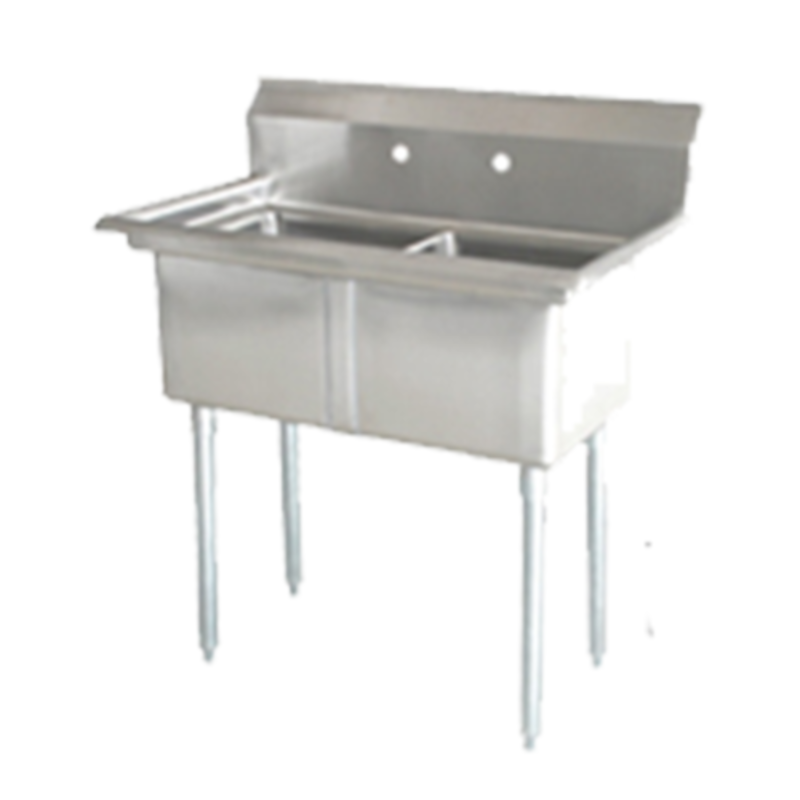 OMCAN 41" Wide Durable 18-Gauge Two Compartment Pot Sink With Legs For Commercial Kitchens