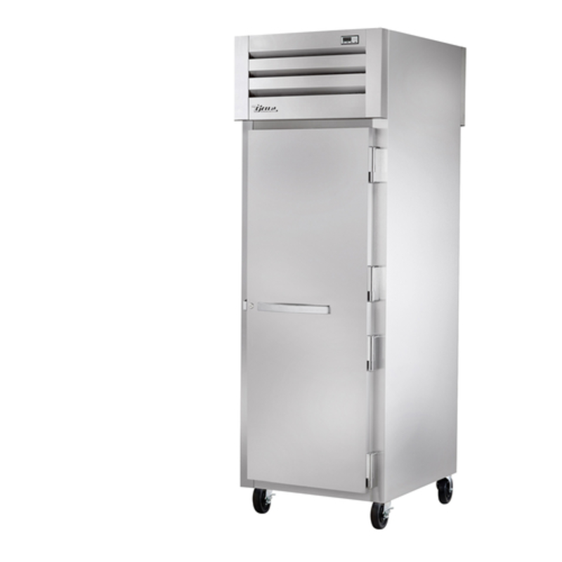 True STR1RPT-1S-1G-HC Commercial Pass-Thru Refrigerator with Stainless Steel Finish and Low-E Glass Door