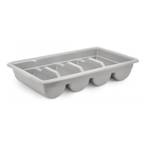 Alt Tag: Omcan 40401 Durable Plastic Commercial Flatware Holder Cutlery Storage Bin gray compartment cutlery organizer tray