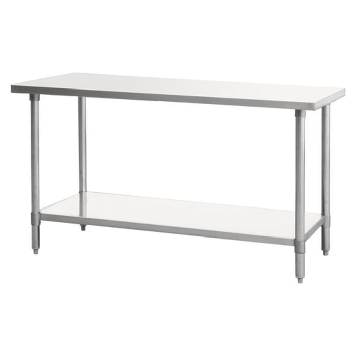 Stainless Steel Work Table 24x24 Equipped With A Durable Surface And Lower Shelf For Efficient Food Preparation.