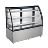 Curved Glass Refrigerated Display Case With Multiple Shelves For Retail Use