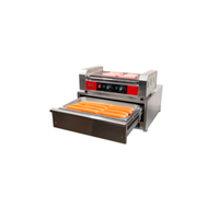 OMCAN 44691 7-Roller Hot Dog Grill with Dual Temperature Control commercial roller grill with stainless steel rollers cooking hot dogs