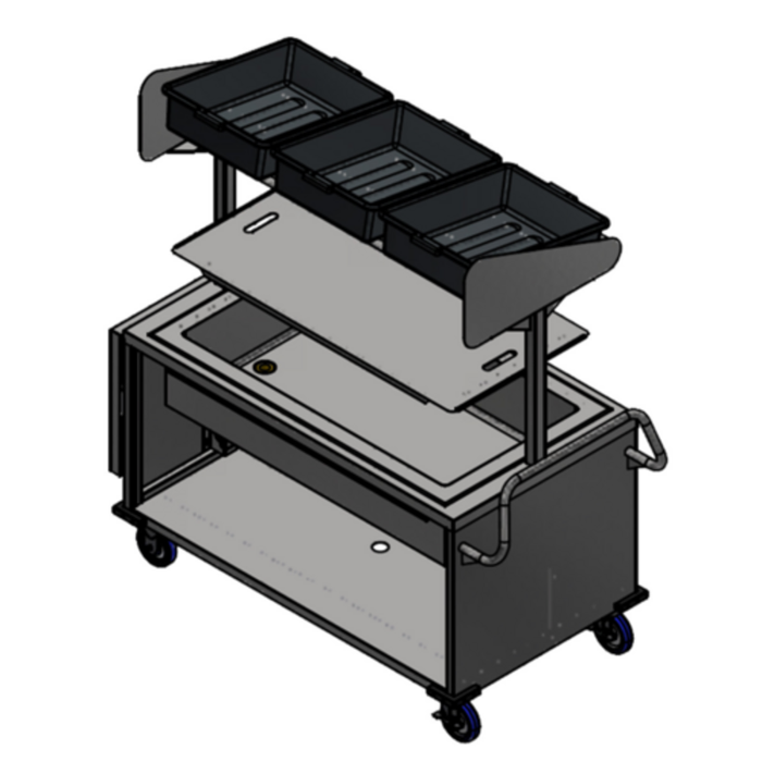 Winholt SS-BC-2748H29-INSULIB-FS18-TOS 72.5" Mobile Grab & Go Merchandiser Cart