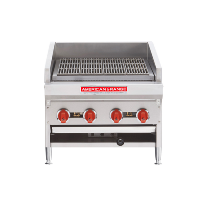 American Range 24 Inch Countertop Gas Adjustable Char-Broiler commercial countertop charbroiler with 4 burners and adjustable grates