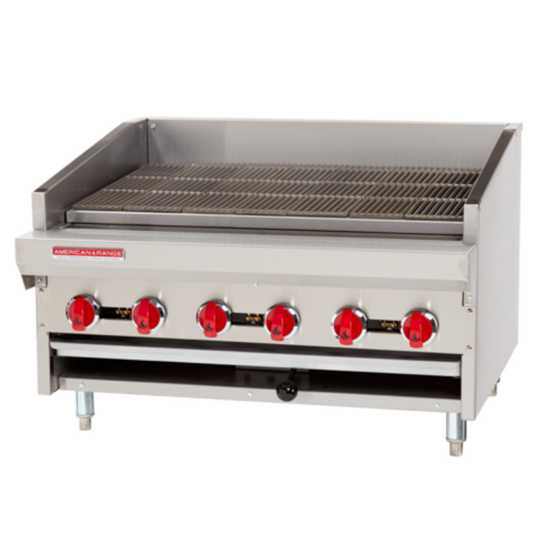 American Range ADJ-72 72" Gas Countertop Radiant Adjustable Charbroiler, a reliable commercial gas countertop charbroiler.