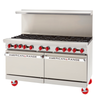 Alt Tag: American Range AR-36G-4B 60" Restaurant Gas Range with Griddle, 4 open burners, 36-inch griddle and double ovens