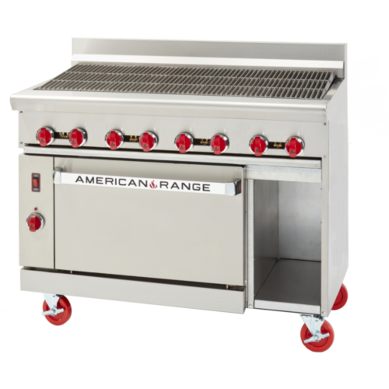 Alt Tag: American Range AR-3RB 36" Heavy-Duty Gas Restaurant Radiant Broiler Range stainless steel 36-inch commercial gas range with radiant broiler and oven