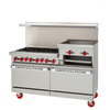 Alt Tag: American Range AR-8B-24RG 72" Gas Restaurant Range with 8 Burners & 24" Griddle stainless commercial range with griddle and ovens
