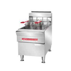 American Range AR-GCF-15 15 lb. Gas Countertop Full Pot Fryer stainless steel commercial fryer with dual baskets